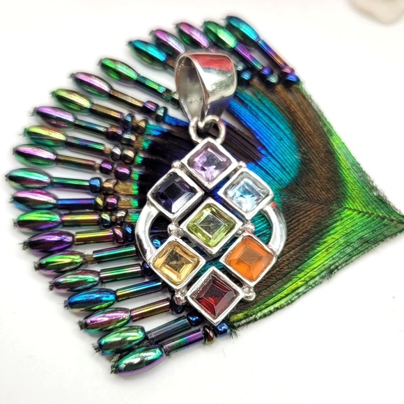 Genuine 7 stone sterling s925 pendant - Picture 1 of 1